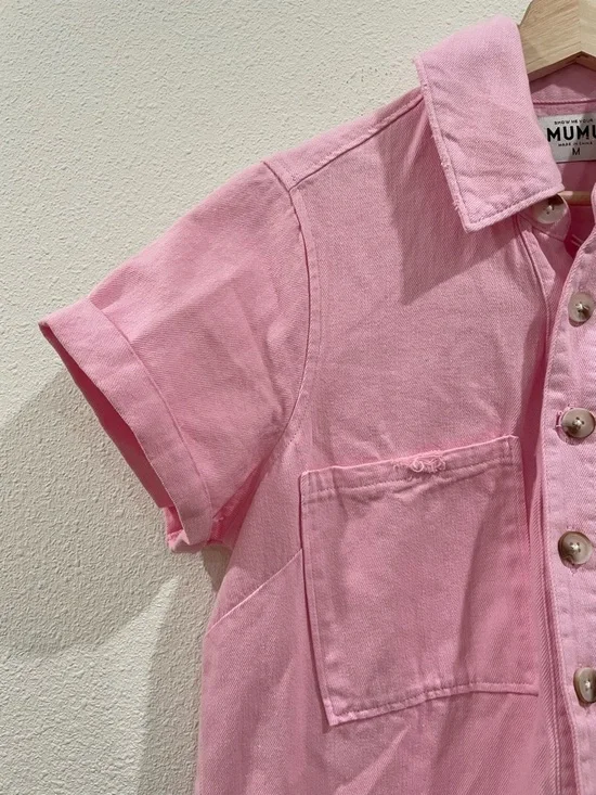 Show Me Your MuMu Range Romper Jumpsuit Pink Button Up NWT Size Medium Summer - Picture 8 of 14